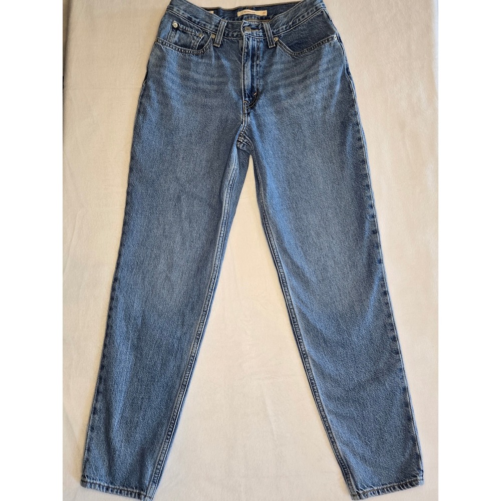 Levis Premium 80s Mom Jeans High Rise Tapered Blue Denim 27 - Picture 2 of 11